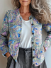 Damen Geblümt Retro Frühling/Herbst Print Strickjacke