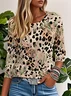 Damen Geblümt Dreiviertelärmel T-Shirts T-Shirt Rundhals Lässig Frühling/Herbst T-Shirt mit Grafik Oberteile