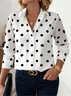 Damen Polka Dots Langarm Bluse Frühling/Herbst Schnalle Hemdkragen Normale Ärmel Täglich Lässig Oberteile