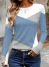 Damen Abstrakt Langarm T-Shirts T-Shirt Rundhals Print Lässig Frühling/Herbst T-Shirt mit Grafik Oberteile