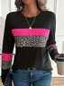 Damen Leopard Langarm T-Shirts T-Shirt Rundhals Print Lässig Frühling/Herbst T-Shirt mit Grafik Oberteile