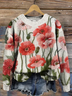 Damen Geblümt Print Frühling/Herbst Lässig Langarm Rundhals Strickpullover