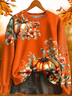Damen Geblümt Rundhals Print Lässig Frühling/Herbst Langarm Sweatshirt