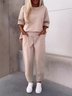Damen Unifarben Nahtverarbeitung Zweiteiliges Set Täglich Langarm Lässig Frühling/Herbst Bluse mit Hose Matching Set