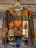 Damen Ahornblatt Rundhals Print Lässig Frühling/Herbst Langarm Sweatshirt