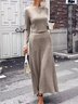 Damen Unifarben Nahtverarbeitung Zweiteiliges Set Täglich Langarm Lässig Frühling/Herbst Bluse mit Rock Matching Set