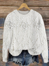 Damen Geblümt Print Frühling/Herbst Lässig Langarm Rundhals Strickpullover