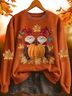 Damen Ahornblatt Rundhals Print Lässig Frühling/Herbst Langarm Sweatshirt