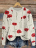 Damen Geblümt Print Frühling/Herbst Lässig Langarm Rundhals Strickpullover
