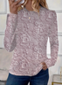 Damen Geblümt Langarm T-Shirts T-Shirt Rundhals Print Lässig Frühling/Herbst T-Shirt mit Grafik Oberteile