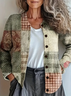 Damen Abstrakt Retro Frühling/Herbst Print Strickjacke