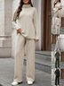 Damen Unifarben Nahtverarbeitung Zweiteiliges Set Täglich Langarm Lässig Frühling/Herbst Bluse mit Hose Matching Set