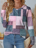 Damen Abstrakt Langarm T-Shirts T-Shirt Rundhals Print Lässig Frühling/Herbst T-Shirt mit Grafik Oberteile