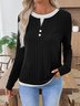 Damen Unifarben Langarm T-Shirts T-Shirt V-Ausschnitt Lässig Frühling/Herbst Oberteile