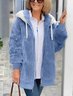 Damen Winter Oberbekleidung Retro Unifarben Langarm Fleecemantel mit Schalkragen