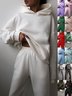 Damen Unifarben Nahtverarbeitung Zweiteiliges Set Täglich Langarm Lässig Frühling/Herbst Bluse mit Hose Matching Set