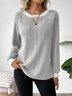 Damen Unifarben Langarm T-Shirts T-Shirt Rundhals Lässig Frühling/Herbst Oberteile