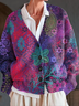Damen Geblümt Print Langarm V-Ausschnitt Lässig Frühling/Herbst Strickjacke Oberbekleidung