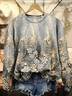 Damen Geblümt Rundhals Print Lässig Frühling/Herbst Langarm Sweatshirt