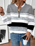 Damen Gestreift Rundhals Print Lässig Frühling/Herbst Langarm Sweatshirt