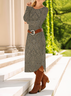 Damen Geblümt Langarm Frühling/Herbst Kleid Rundhals Täglich Lässig Midi T-Shirt-Kleid A-Linien-Kleid