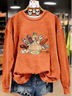 Damen Truthahn Rundhals Print Lässig Frühling/Herbst Langarm Sweatshirt
