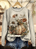 Damen Geblümt Rundhals Print Lässig Frühling/Herbst Langarm Sweatshirt