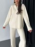 Damen Unifarben Nahtverarbeitung Zweiteiliges Set Täglich Langarm Lässig Frühling/Herbst Bluse mit Hose Matching Set