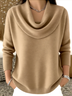 Damen Unifarben Frühling/Herbst Lässig Langarm Rundhals Baumwolle Pullover