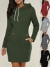 Damen Unifarben Langarm Frühling/Herbst Nahtverarbeitung Kleid Kapuze Täglich Retro Mini Tanktop A-Linien-Kleid