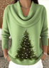 Damen Unifarben Frühling/Herbst Lässig Langarm Rundhals Baumwolle Pullover