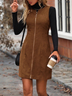 Damen Unifarben Ärmellos Sommer Nahtverarbeitung Kleid Rundhals Täglich Retro Mini Tanktop A-Linien-Kleid