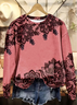 Damen Geblümt Rundhals Print Lässig Frühling/Herbst Langarm Sweatshirt
