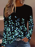 Damen Blätter Langarm T-Shirts T-Shirt Rundhals Print Lässig Frühling/Herbst T-Shirt mit Grafik Oberteile