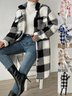 Damen Kariert Winter Oberbekleidung Lässig Print Mittellang Schalkragen Mantel