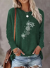Damen Weihnachten Langarm T-Shirts T-Shirt Rundhals Print Lässig Frühling/Herbst T-Shirt mit Grafik Oberteile