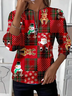 Damen Weihnachten Rundhals Print Lässig Frühling/Herbst Langarm Sweatshirt