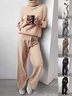 Damen Unifarben Nahtverarbeitung Zweiteiliges Set Täglich Langarm Lässig Frühling/Herbst Bluse mit Hose Matching Set