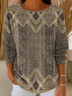 Damen Abstrakt Print Frühling/Herbst Lässig Langarm Rundhals Pullover