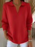 Damen Unifarben Print Frühling/Herbst Lässig Langarm Schalkragen Pullover