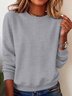 Damen Unifarben Rundhals Lässig Frühling/Herbst Langarm Sweatshirt