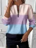 Damen Multifarben Block Rundhals Print Lässig Frühling/Herbst Langarm Sweatshirt