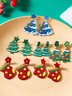Weihnachten Ohrringe Fashion Acryl Print Weihnachtsbaum Weihnachten Strümpfe Handschuhe Patchwork Ohrringe Weihnachten Urlaub Party Ohrringe
