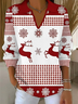 Damen Weihnachten Print Frühling/Herbst Lässig Langarm Schalkragen Pullover