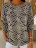 Damen Abstrakt Print Frühling/Herbst Lässig Langarm Rundhals Pullover