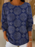 Damen Abstrakt Print Frühling/Herbst Lässig Langarm Rundhals Pullover
