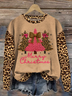 Damen Leopard Rundhals Print Lässig Frühling/Herbst Langarm Sweatshirt