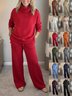 Damen Unifarben Nahtverarbeitung Zweiteiliges Set Täglich Langarm Lässig Frühling/Herbst Bluse mit Hose Matching Set