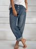 Damen sommer Blau Jean lässig geknöpft 